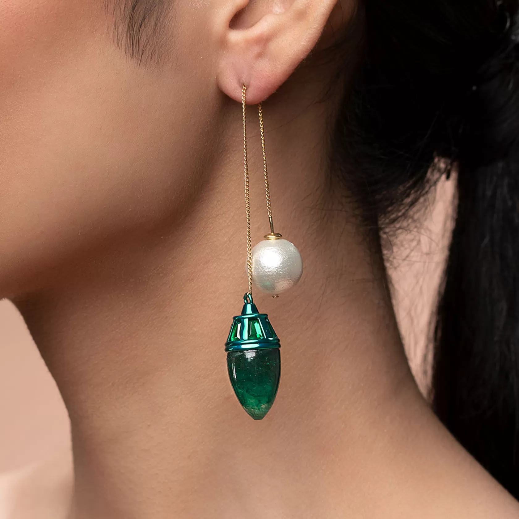 Earrings*Isharya Zeenat Pearl Drop Earrings Green