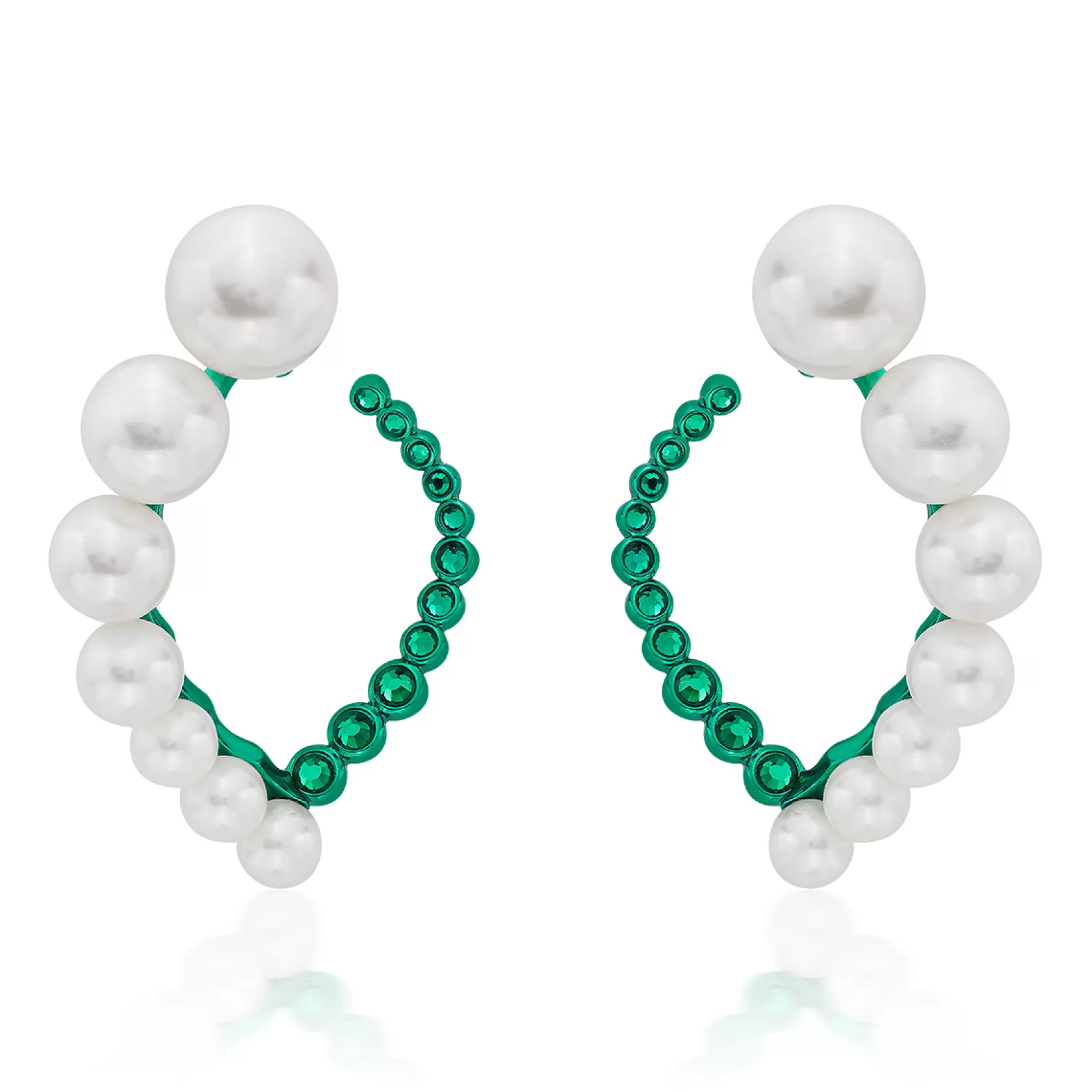 Earrings*Isharya Zeenat Pearl Quartz Harp Earrings Green