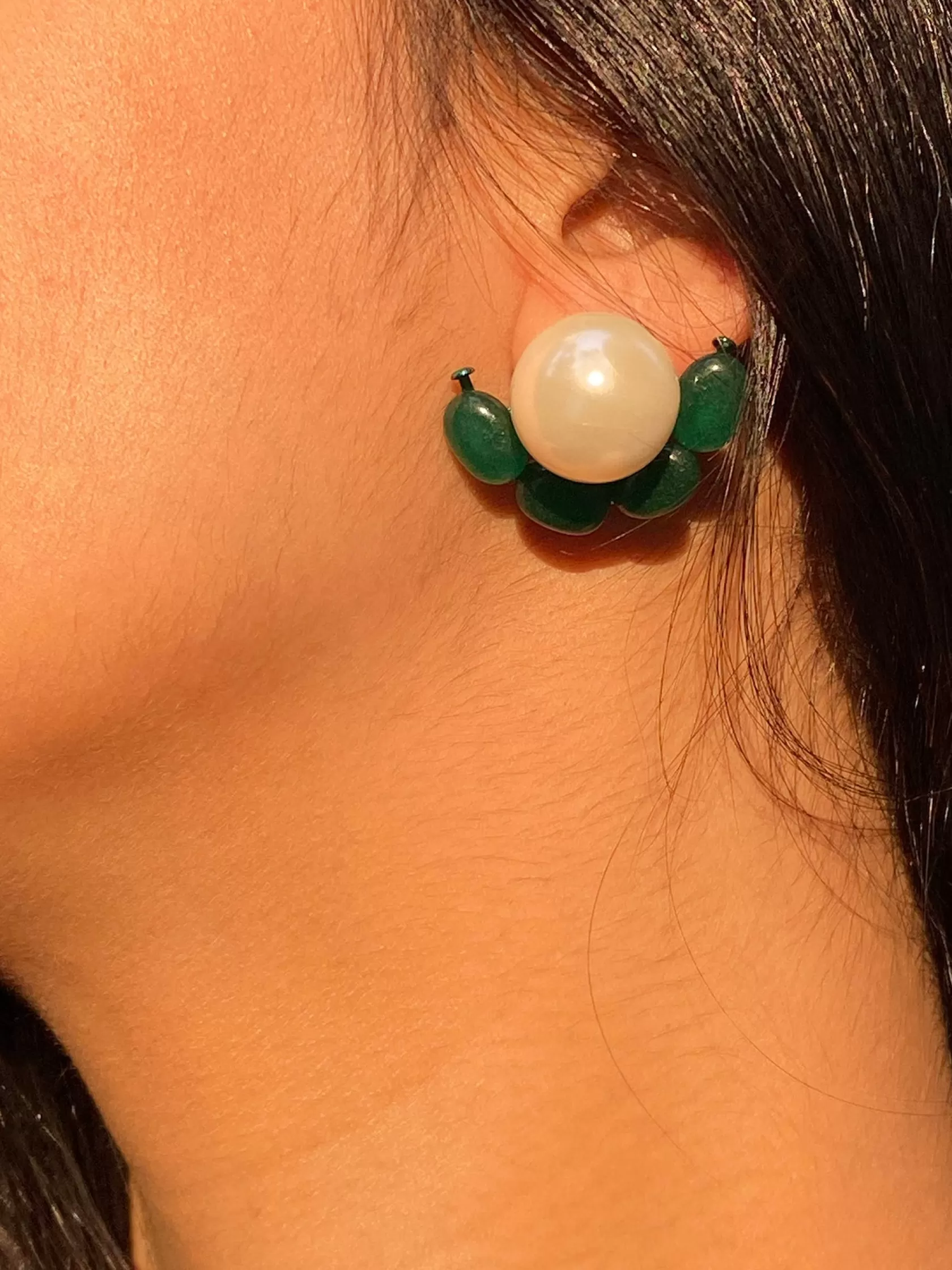 Earrings*Isharya Zeenat Pearl Stud Earrings Green