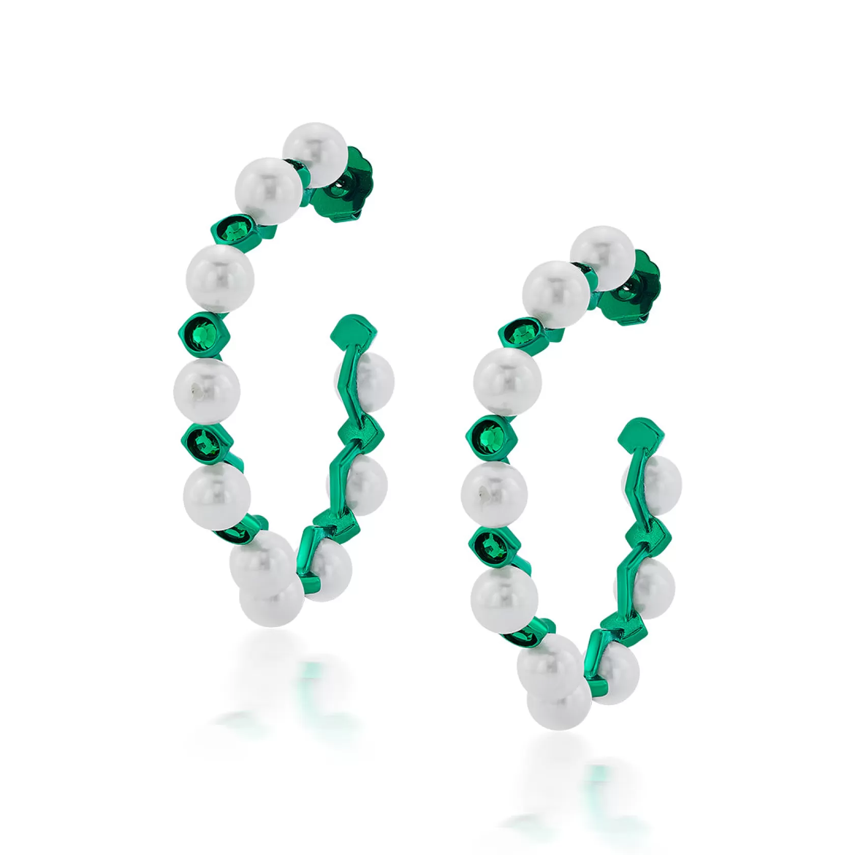 Earrings*Isharya Zeenat Quartz Statement Hoop Earrings Green